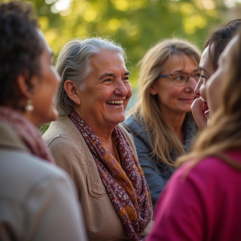 Diverse Dublin community members gathered together, smiling and connecting